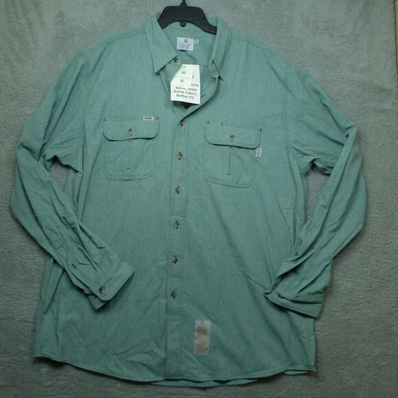 Tyndale Men's FRMC Rustic FR Button Down Work Shirt Men's Size 2XL Green Shirt - Picture 1 of 11